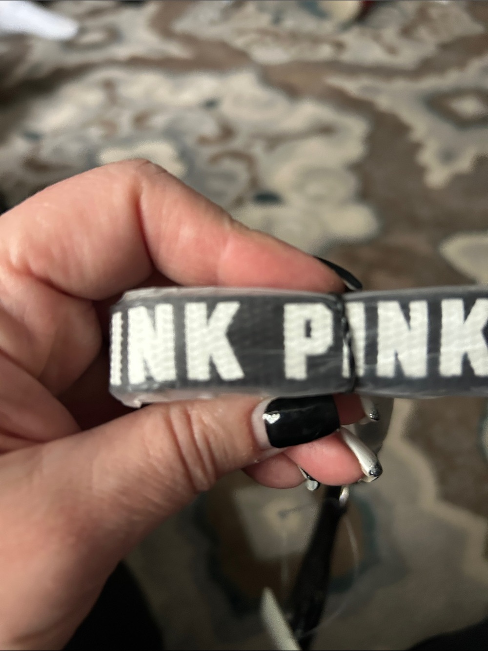 PINK Victoria's Secret Black Wristlet Clutch with Pink Logo Text - Picture 2 of 4